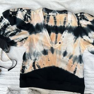 Ulla Johnson Bess Tie Dye Puff Sleeve Sweatshirt Womens P